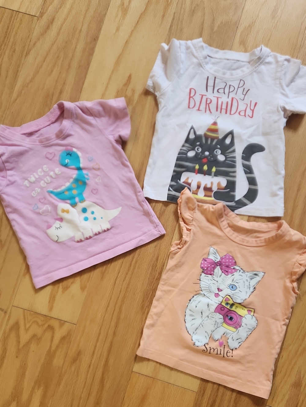 Toddler Girls Graphic Tee Bundle - Pink, White, Peach